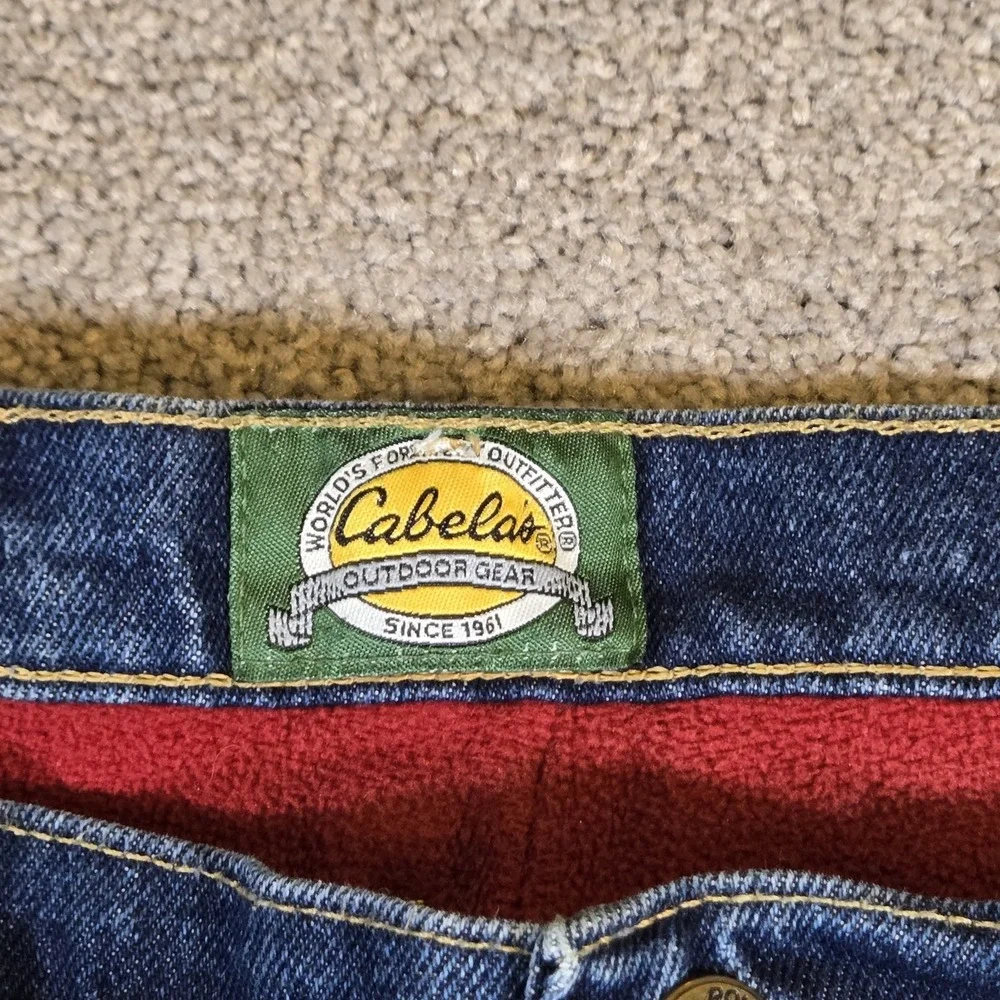 Cabela's Roughneck Jeans Mens 38x30 Red Fleece Lined Straight Denim‎